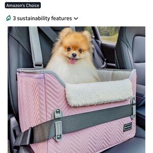 Pink Pet Car Seat with Safety Strap